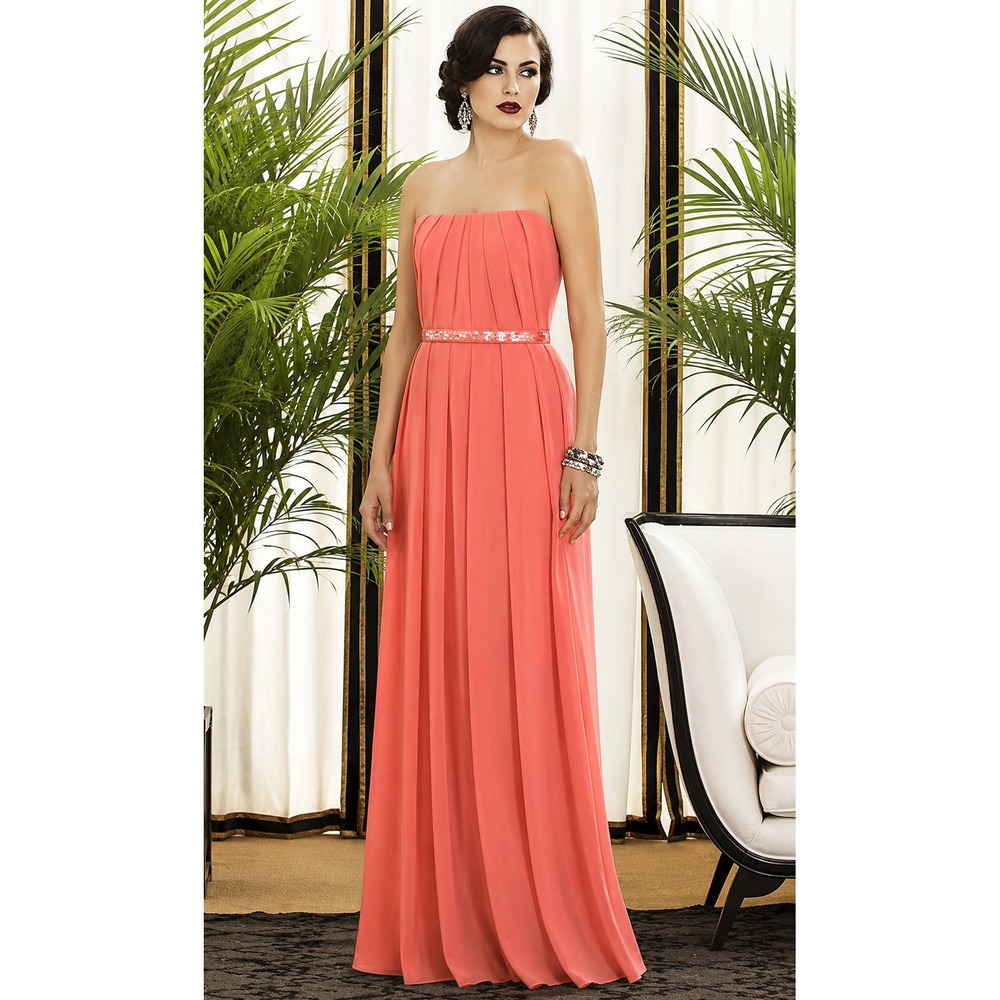 Dessy Collection Gown Women 6 Ginger Strapless Lux Chiffon  Style 2886 Deadstock